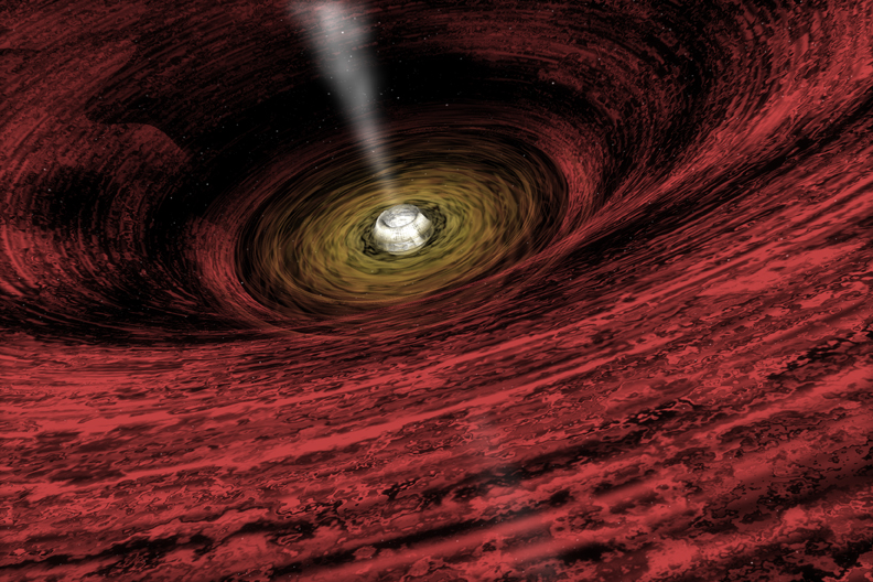 Illustration of a growing black hole